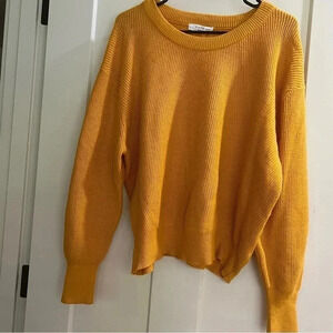 Elodie women’s mustard yellow knit sweater long sleeve crew neck size xl new